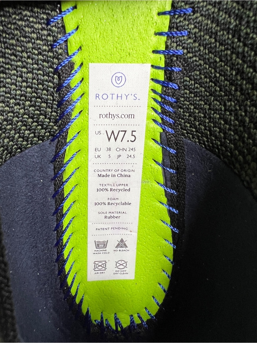 Rothy’s The Point Forest Green Plaid Pointed Toe Flats Size 7.5 - Picture 9 of 9